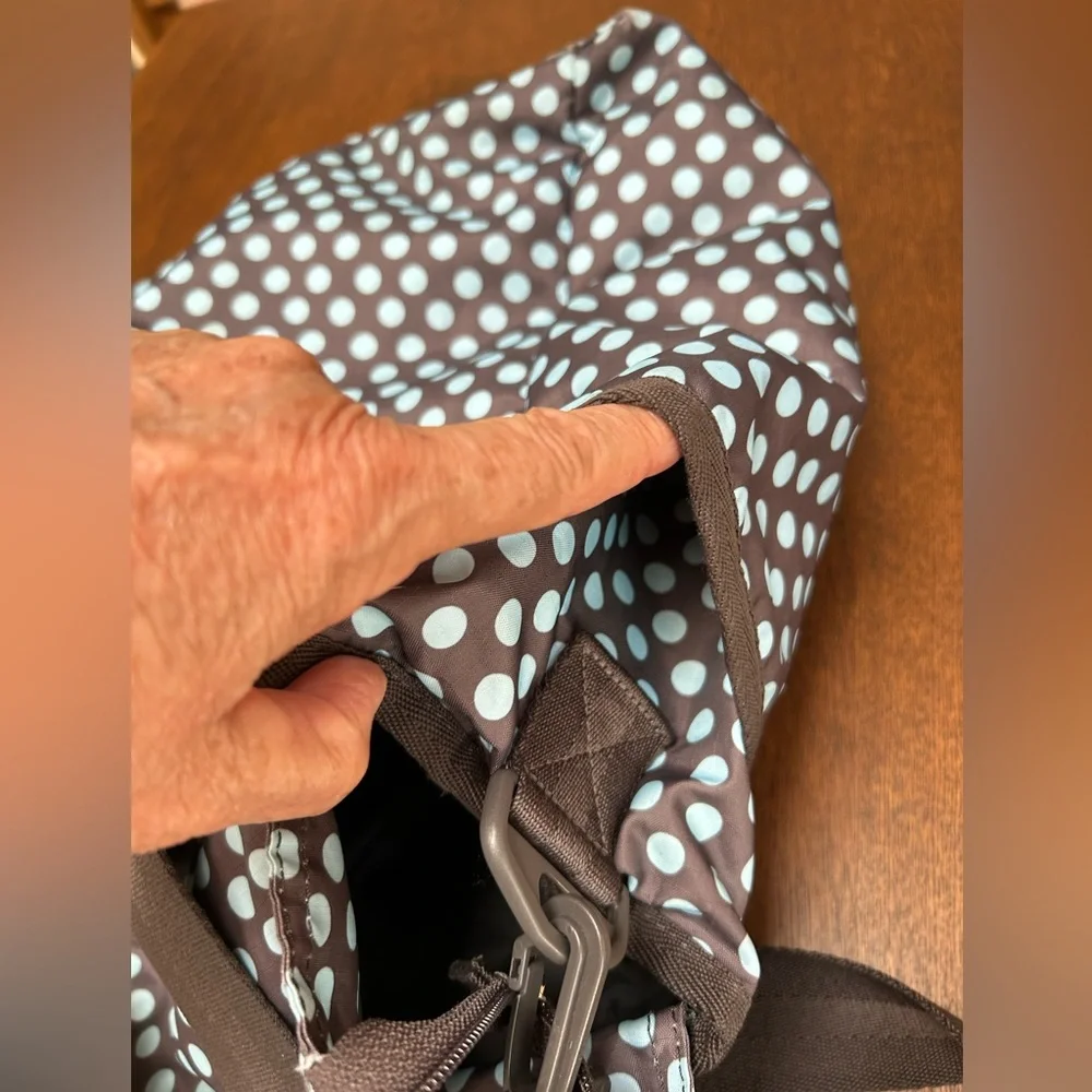 LeSportsac Classic Ryan Tote. Brown w/blue dots. Includes matching changing pad.